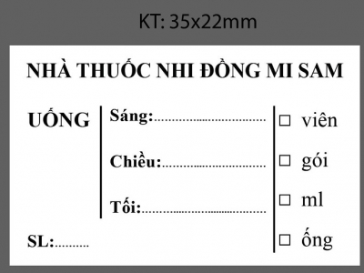 Tem Chia Liều Dùng Nhà Thuốc Nhi Đồng Mi San